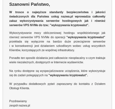 bezczelnie - Kryptowalutowym skrytożercom powiedziano "nie".

#vps #hosting