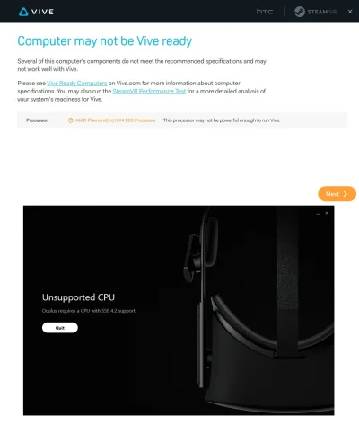 AdireQ - HTC Vive: Masz słaby procesor. Może klatkować. Kontynuuj mimo to.
Oculus Ri...