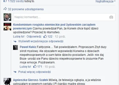 kilmore77 - @gupilogin: dajcie już spokój, Kukiz na swoim fb wyjaśnił, że się trochę ...