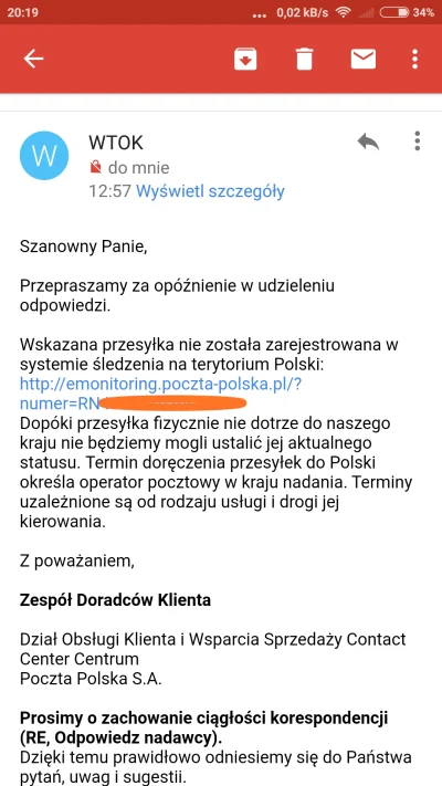 LisiaRumba - @Parybas: Beka, paczka która według trackingu jest od 3 tygodni w Polsce...