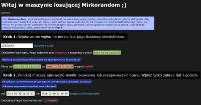 demoos - Jako, że mirek @adklu się nie zgłasza a nie ma czasu, to wylosowałem jeszcze...