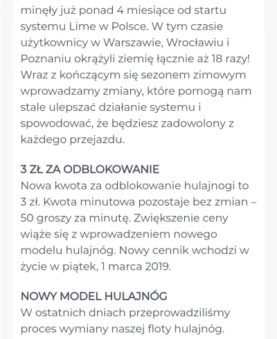 CzasNaPoznan - I cyk, opłata za start podniesiona
#lime #poznan #wroclaw #Warszawa