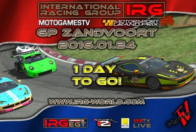 IRG-WORLD - Niedziela 21:00 - GP Zandvoort - rFactor2
Live stream - YT - MotoGamesTV...