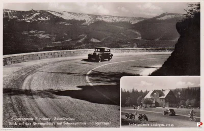 Pachlak - Lata 1933-1938. Szosa Sudecka z Zakrętem Śmierci i schroniskiem Ludwigsbaud...