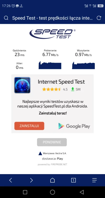 blantek - Jak tam predkosci internetu #play w Warszawie? Nigdy nie udalo mi sie przek...