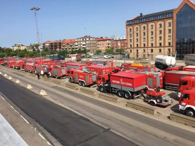 proce55or - 140 polskich strażaków i 44 wozy strażackie eskortowane przez policję w S...