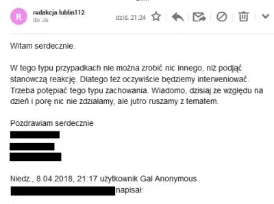 galanonym - Wysłałem kilka maili do lokalnych redakcji: Kurier Lubelski, Dziennik Wsc...
