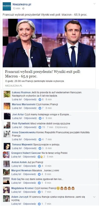 saakaszi - Czytelnicy niezależnej.pl komentują: "Koniec Francji", "Spoczywajcie w pok...