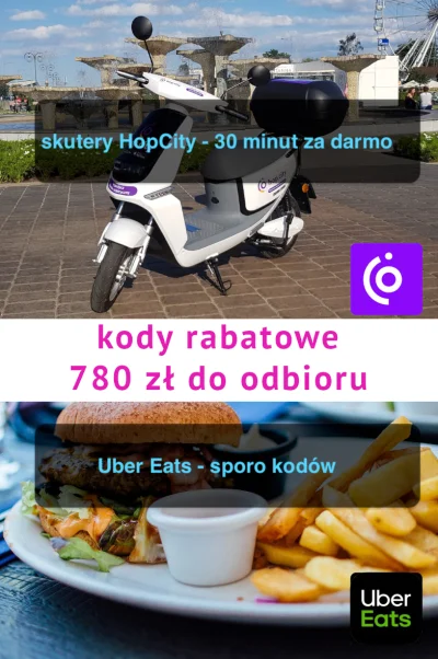 LubieKiedy - skutery hopCity / Uber Eats - sporo kodów

HopCity - 30 minut darmowej...