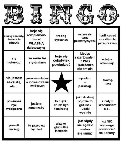 P.....j - Ktoś zrobił fajne bingo męskich seksistowskich reakcji na #metoo 

#rozow...