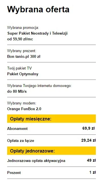 ziemniac - @OrangeEkspert:

Witam !!! 
Potwierdźcie, że to będą JEDYNE opłaty mies...