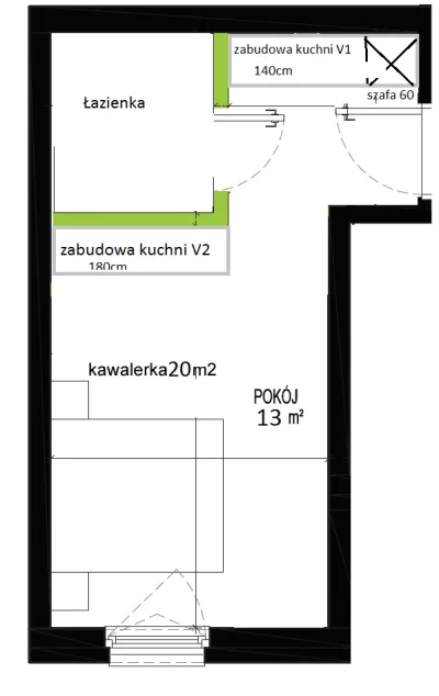 Muszczyna - Co sądzicie o takim małym mieszkanku 20m2? Kuchnia lepiej V1 czy V2?
#mi...