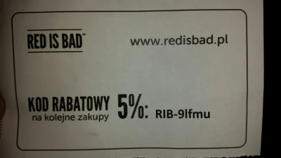 L.....k - KOD RABATOWY 5% DO 'RED IS BAD'

Niech Wam służy! (:

#rozdajo #kodrabatowy...