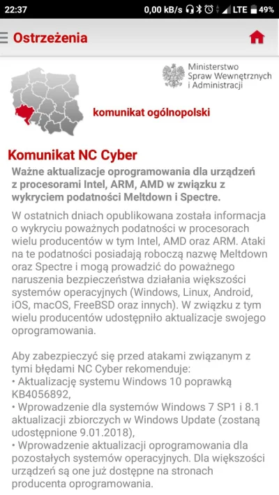 mateuszak - Taki to komunikat w aplikacji RSO #intel #technologia #hacking #polska