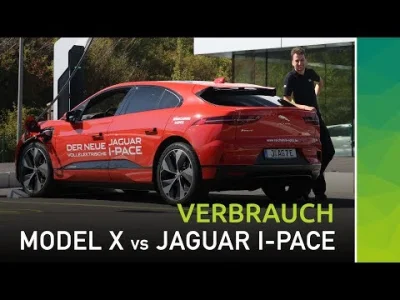 anon-anon - Testy Jaguar I-Pace vs Tesla Model X 90D na Autobahnie. Film (po niemieck...