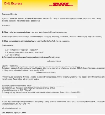 mepps - Mirki dostałem takiego maila z UC #dhl po zakupie telefonu na #gearbest. Czy ...