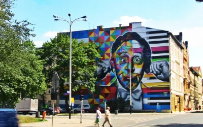 wojtas_mks - Mural z podobną Rubinsteina w centrum Łodzi ( ͡° ͜ʖ ͡°)