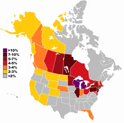 Edward_Kenway - Polonia amerykańska wedle stanu
#mapporn #usa