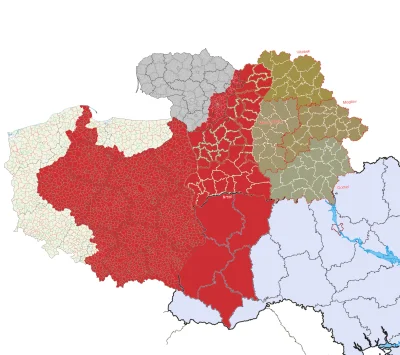 Prokoxu111 - Kompozycja 4 mapek przedstawiających dzisiejszy podział administracyjny ...