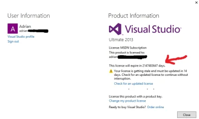 adrian622 - Visual studio właśnie mnie poinformowało, że moja Subskrypcja MSDN wygaśn...