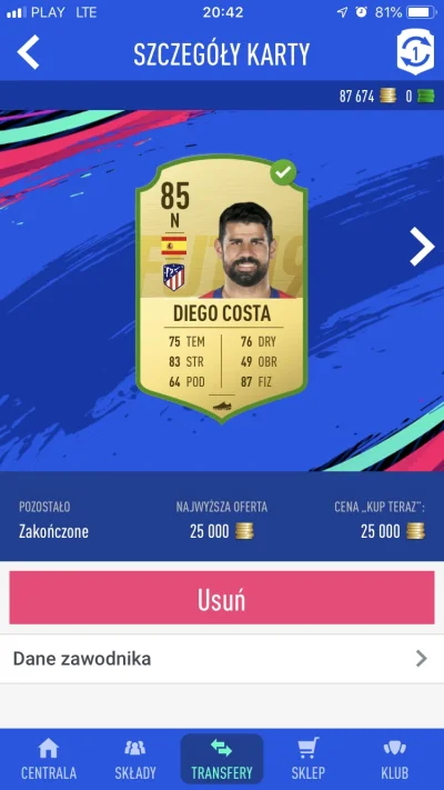 husekbwoy - Diego Costy nie ma na rynku na ps4, lata za maxa #fut