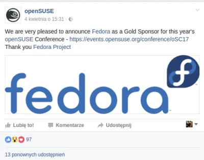 OpenCulture - Piekło zamarzło... #Fedora została złotym sponsorem konferencji #OpenSU...