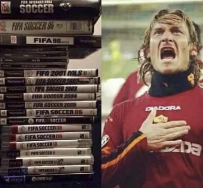 hardkorowymoksu - #ciekawostki #gry #pilkanozna 
Francesco Totti jest jedynym piłkar...