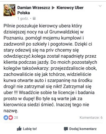 Stopoznan - Założyłem konto żeby wrzucić informacje o napadzie na kierowcę taxi (Pozn...