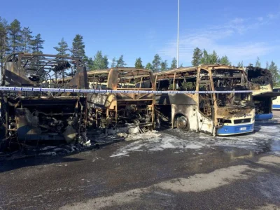 johanlaidoner - Finlandia- autobusy spalone przez Ruch Wyzwolenia Zwierząt- zdarzenie...