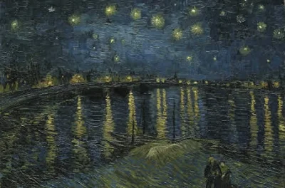dymitr-samozwaniec - Gwiaździsta noc nad Rodanem – obraz Vincenta van Gogha namalowan...