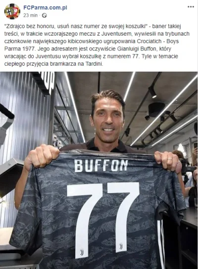 odyn88 - Przecież Buffon gra w Juventusie a nie w Parmie, więc co oni mają za problem...