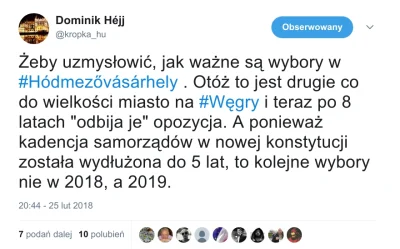 P.....j - Na Węgrzech opozycja wygrała jakieś istotne wybory lokalne. Podobno duża ni...