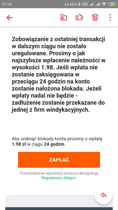 bslawek - Oo właśnie przeglądam folder spam i znalazłem ciekawy #scam #allegro 
@Zauf...