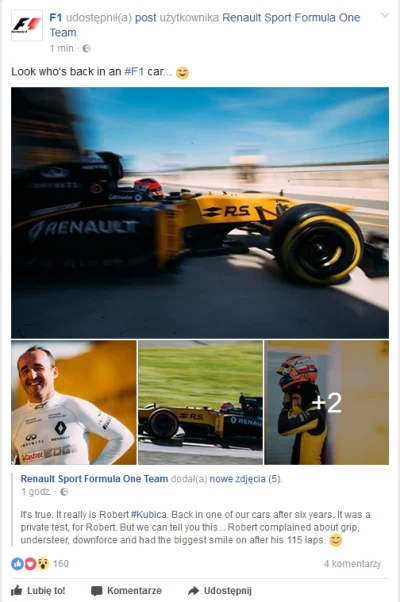 ProAero - Oficjalny fanpage f1 też wspomniał o Robercie
#f1 #kubica