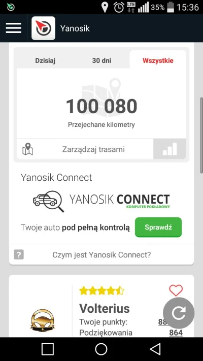 Volter - Dziś pękło 100 000 km przejechanych z #yanosik (tylko na tym koncie, na służ...