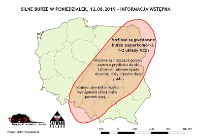 A.....l - Komunikat od Polskich Łowców Burz dot. potencjalnie silnych burz w poniedzi...