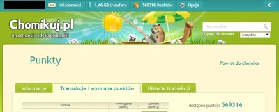 Mirek_Hejter - Pytanko dot. chomikuj
Uzbierało mi się na koncie 569000 punktów co po...