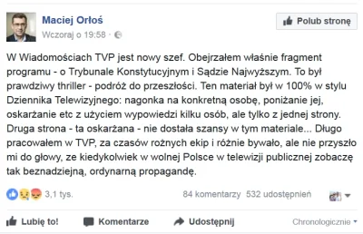 jonik - Maciej Orłoś o TVP i Wiadomościach - grubo i konkretnie

https://www.facebo...