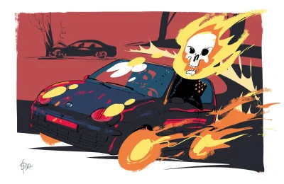 Misiakk - Ghost Rider driving Fiat Seicento
SPOILER