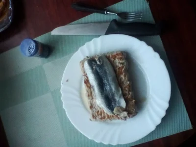 anonymous_derp - Dzisiejsze śniadanie: Smażona szynka mielona, marynowany filet śledz...