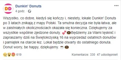 Marcinowy - Dunkin' Donuts wycofuje się z Polski, znowu ( ͡° ʖ̯ ͡°)ヽ( ͠°෴ °)ﾉ
#gotuj...