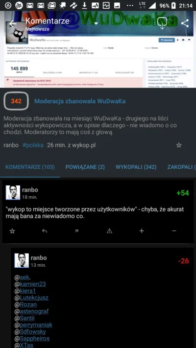 europa89 - @ranbo zbanowany, bo dodal wpis o banie @wudwaka.. co sie dzieje.. #modera...