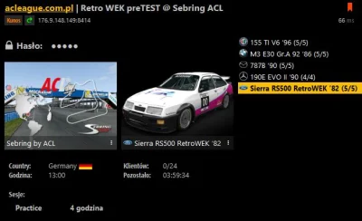 ACLeague - Zmiana trasy na serwerze testowym RetroWEK

Sebring by ACL mod TEAM - wy...