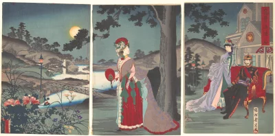 myrmekochoria - Yōshū Chikanobu, Szlachta podczas odpoczynku, Japonia 1887. Kobiety n...