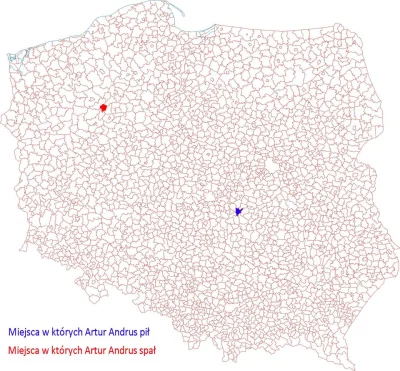 Felix_Felicis - Na mapie przedstawiono miejsca, w których Artur Andrus pił, a w który...
