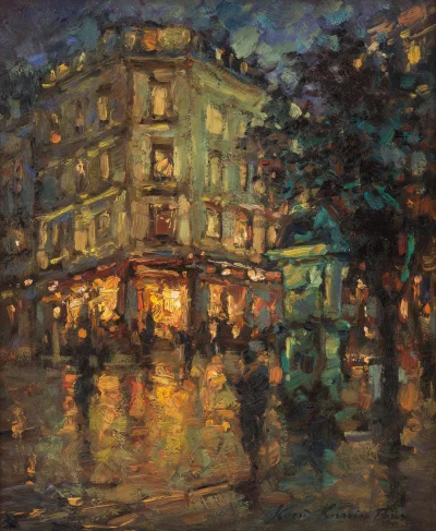 Hoverion - Konstantin Korowin (1861-1939) 
Deszczowa noc w Paryżu
#malarstwo #sztuk...