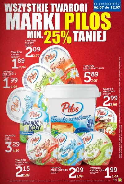 P.....r - Co: Wszystkie twarogi marki PILOS
Cena: 1,89-5,89
Gdzie:LIDL
Kiedy: 6.07...