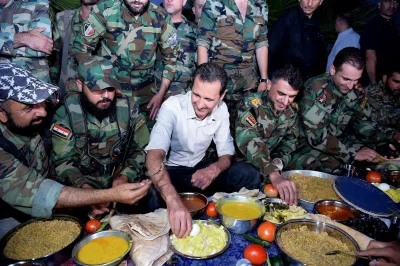 60groszyzawpis - Prezydent Assad na froncie z żołnierzami we wschodniej Ghoucie, w ni...