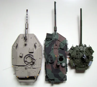orkako - Wieże czołgów Merkava Mk IV, Leopard 2A5 i T-90A.
We wszystkich wieżach jes...