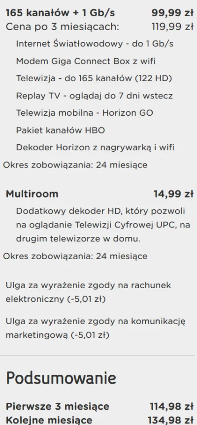 glass3 - @MrAndy: Taki pakiet mi proponował za 165zł mies.
Aktualnie mam podobny tyl...